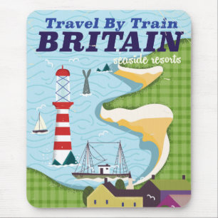 Mousepad poster de férias de comboio na Grã-Bretanha