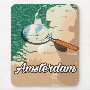 Mousepad Poster de férias de vintage de Amsterdã
