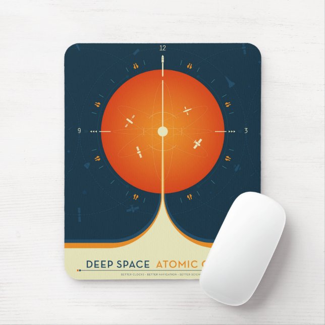 Mousepad Poster de relógio atômico de espaço profundo, vers (Com mouse)