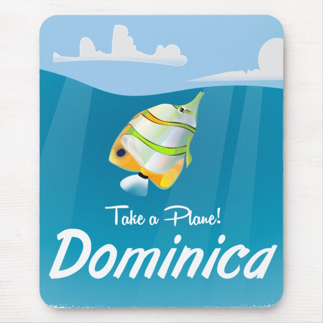 Mousepad Poster de viagens de avião da Dominica. (Frente)