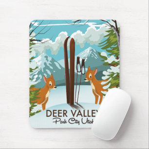 Mousepad Poster de viagens de esqui de Deer Valley Park Cit