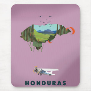 Mousepad Poster de viagens de mapa ilustrado de Honduras