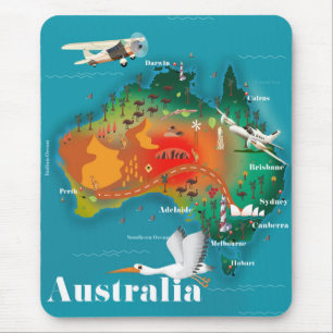 Mousepad Poster de viagens do mapa de Austrália
