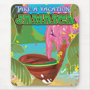 Mousepad Poster de viagens dos desenhos animados de Jamaica