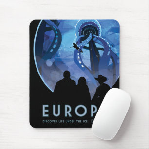 Mousepad Poster de viagens Espacial Retroativo - Lua Europa