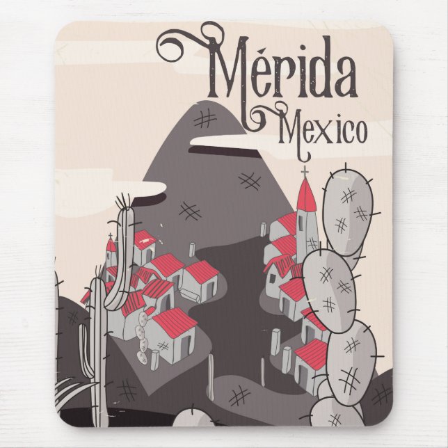 Mousepad Poster de viagens Mérida México (Frente)