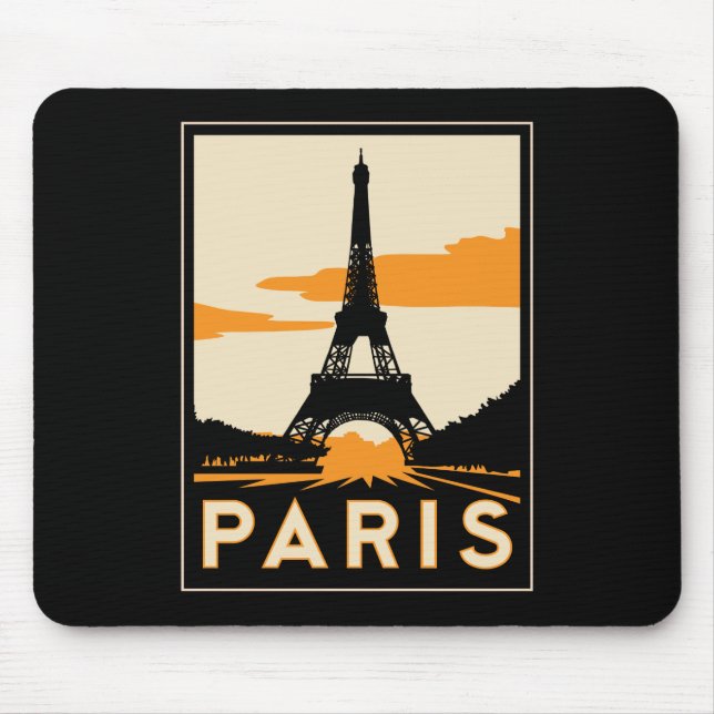 Mousepad poster de viagens retro do art deco de Paris (Frente)
