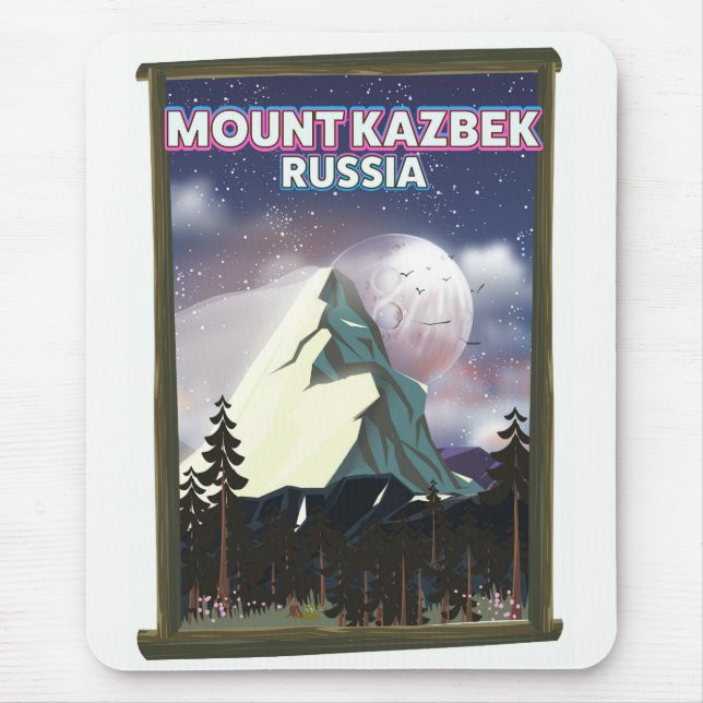 Mousepad Poster de viagens russo de Monte Kazbek. (Frente)