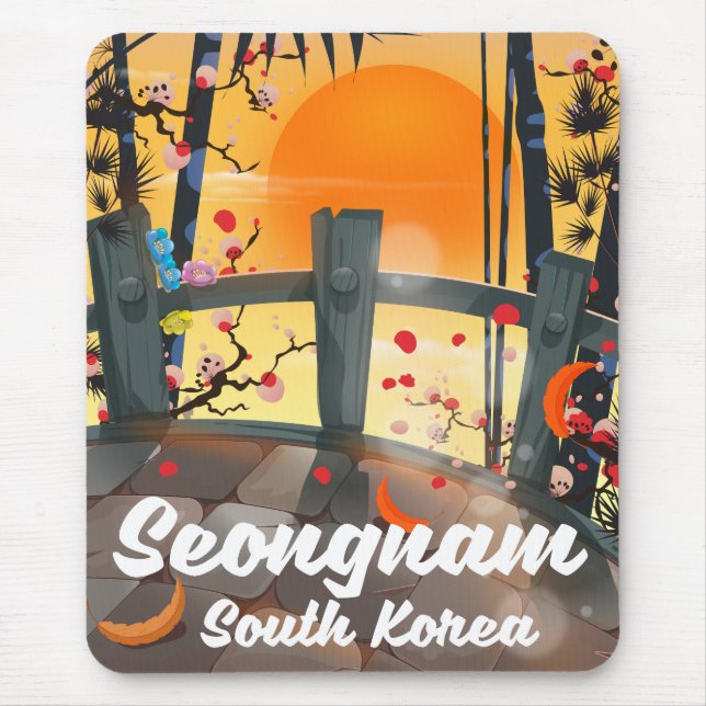 Mousepad Poster de viagens Seongnam Coreia do Sul (Frente)