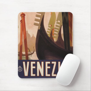 Mousepad Poster de viagens vintage Mostrando Um Canal Em Ve