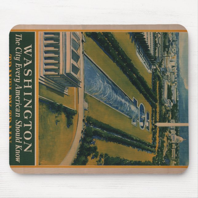 Mousepad Poster de viagens Vintage Washington DC (Frente)