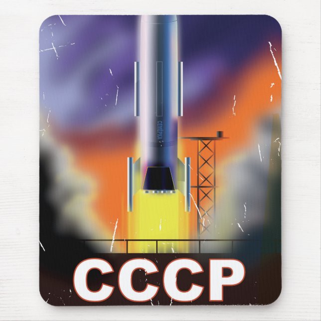 Mousepad Poster do foguete espacial da União Soviética (Frente)