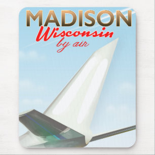 Mousepad Poster do vôo do vintage de Madison Wisconsin EUA
