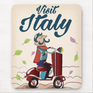 Mousepad Poster italiano retro do patinete dos desenhos