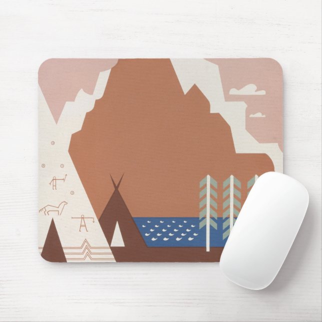 Mousepad Poster vintage Promovendo Viagem para Montana. 2 (Com mouse)