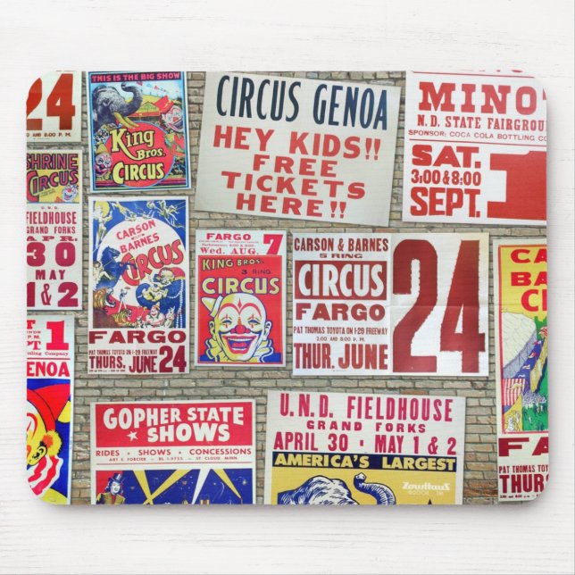 Mousepad Posters do circo (Frente)