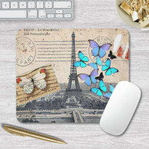 Mousepad postmark scripts borterfly Paris Effiel Tower
