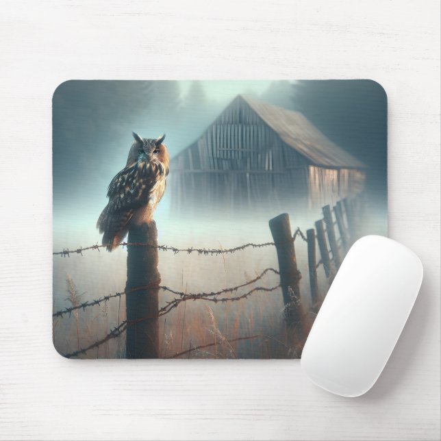 Mousepad Posto Owl On Fence (Com mouse)