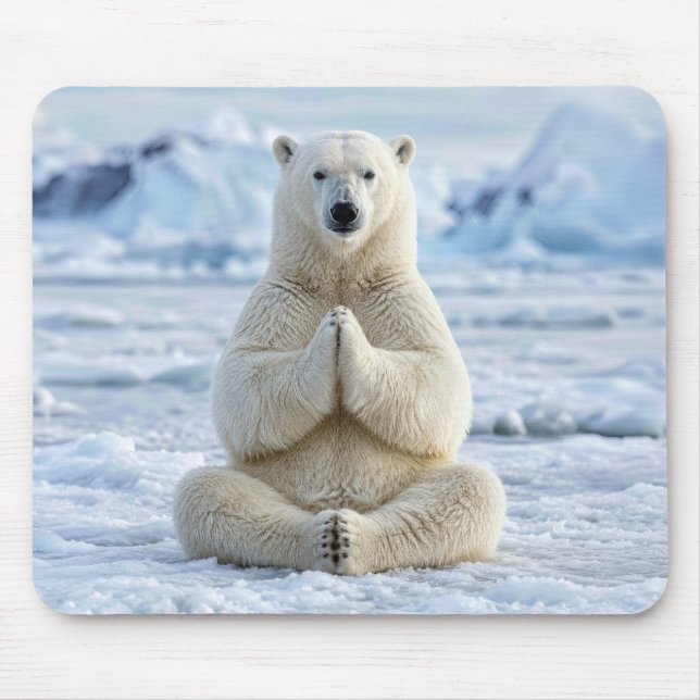Mousepad Postura de Yoga do Urso Polar (Frente)