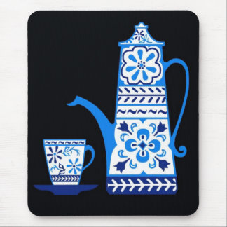 Mousepad pote de café/chá de arte azul