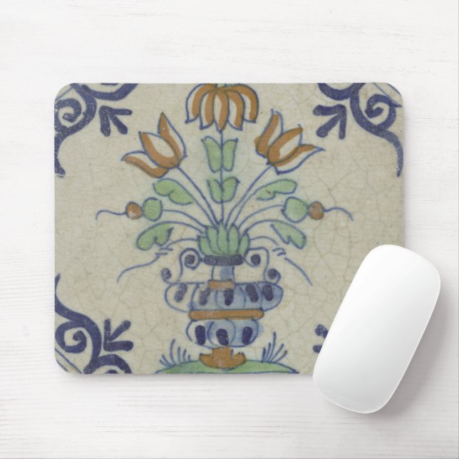 Mousepad Pote De Flor Antiquado Com Azulejo Delft (Com mouse)