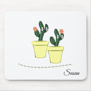 Mousepad Potes Amarelos Cactus Pad Floral De Mouse!