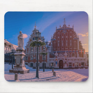 Mousepad Praça da Prefeitura de Riga no inverno