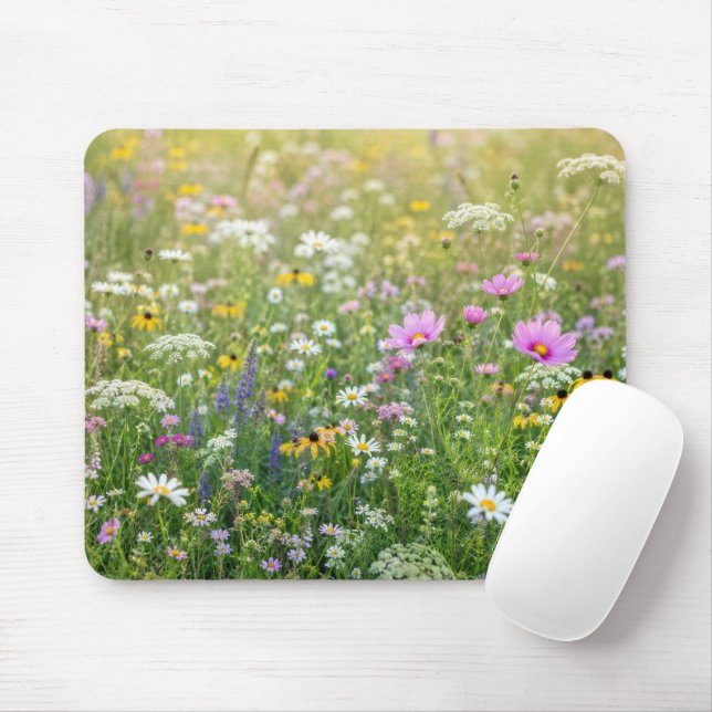 Mousepad Prado de Flores Silvestres de Verão (Com mouse)