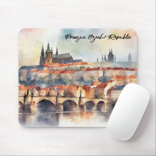 Mousepad Praga República Checa Watercolor Panorama View