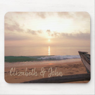 Mousepad Praia Adorável,Areia,Pôr do sol - Personalizado