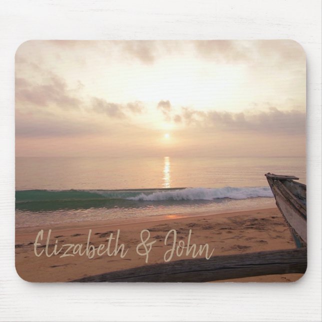 Mousepad Praia Adorável,Areia,Pôr do sol - Personalizado (Frente)