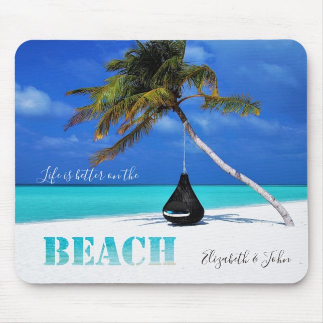 Mousepad Praia Adorável, Palma, Personalizada (Frente)