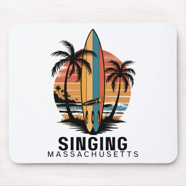 Mousepad Praia Cantante Machusetts Surfe Surfista  (Frente)