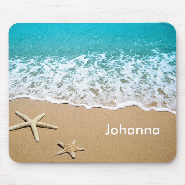 Mousepad Praia com a estrela do mar na areia (Frente)
