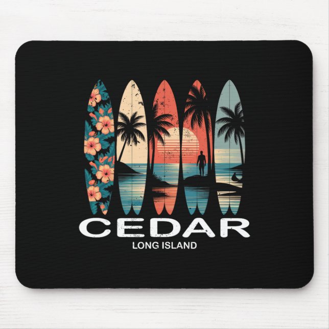Mousepad Praia de Cedar Long Island Prancha de Surfe Surf R (Frente)