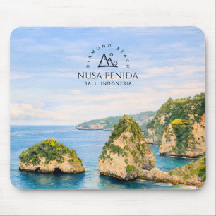 Mousepad Praia de Diamante Bali Aquarela Mar Turquesa