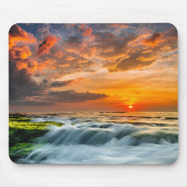 Mousepad Praia de Manyar no nascer do sol (Frente)