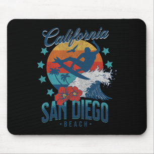 Mousepad Praia de San Diego Califórnia Surf Vintage Férias