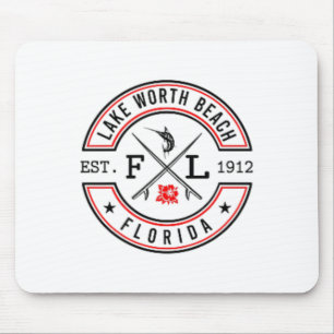 Mousepad Praia Lake Worth Beach Flórida Fl Retro Surfista F