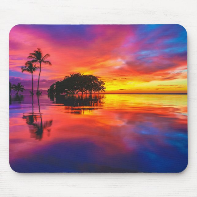 Mousepad Praia majestosa do por do sol | Wailea, Maui, (Frente)