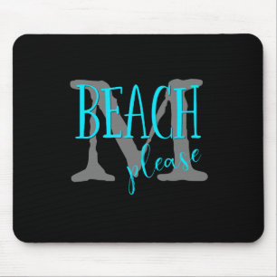 Mousepad praia, por favor, monograma de tipografia turquesa
