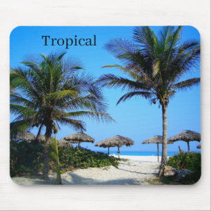 Mousepad Praia Sandy com Palmeiras e um Oceano Ver Mous