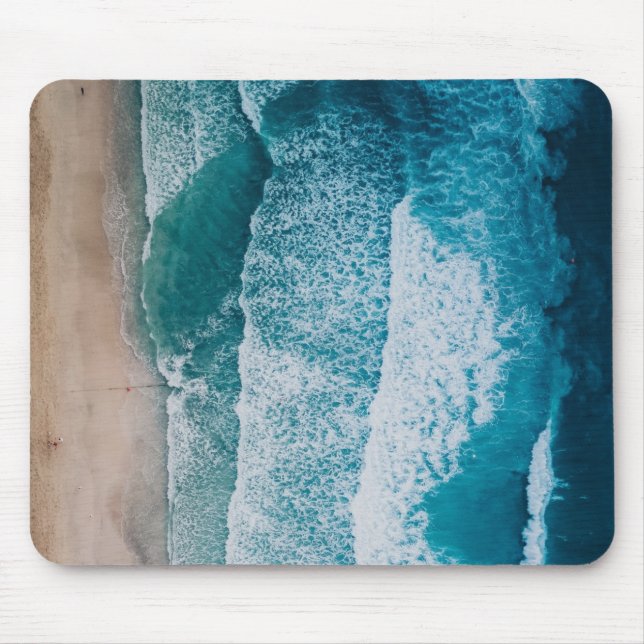 Mousepad Praia Sandy das Ondas do Oceano Azul (Frente)