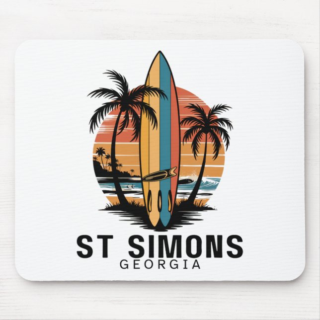 Mousepad Praia St Simons Geórgia Surfe Surfista _1 (Frente)