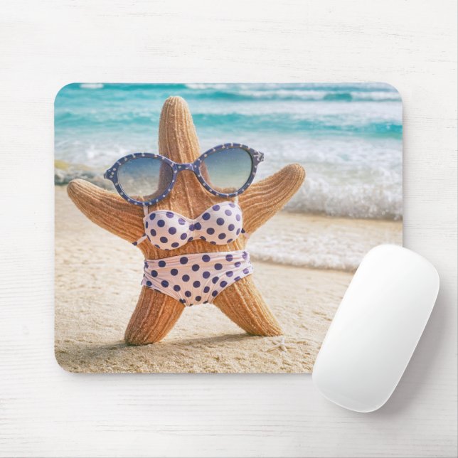 Mousepad Praia Starfish Vestindo um Bikini (Com mouse)