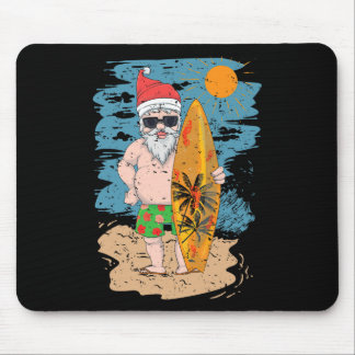Mousepad Praia Surfando Papai Noel Divertido Verão Havaí Na