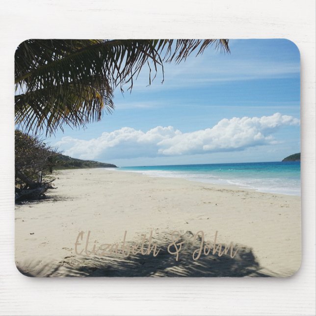 Mousepad Praia Tropical,Areia,Palmeiras - Personalizado (Frente)