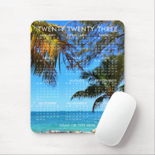 Mousepad Praia Tropical do Calendário 2023 ou Sua Foto e Te