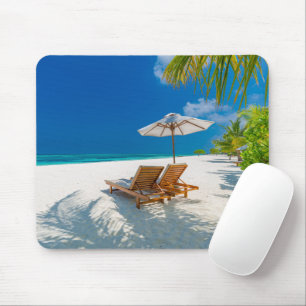 Mousepad Praias Tropicais Lounge Chairs Beach, Bora Bora