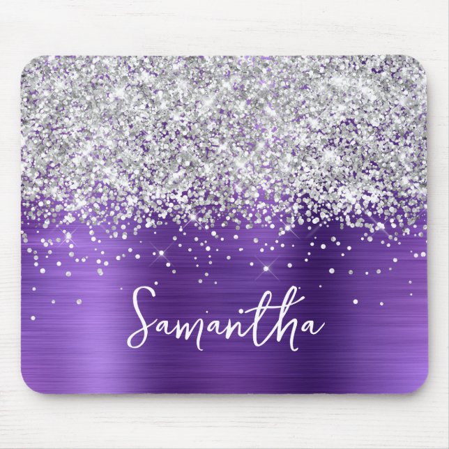 Mousepad Prata Brilho Amethista Glam Nome (Frente)
